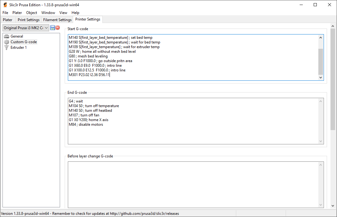 Set g-code slic3r