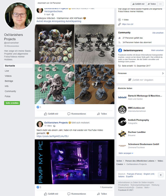 Facebook Page zu Bastel-Projekten