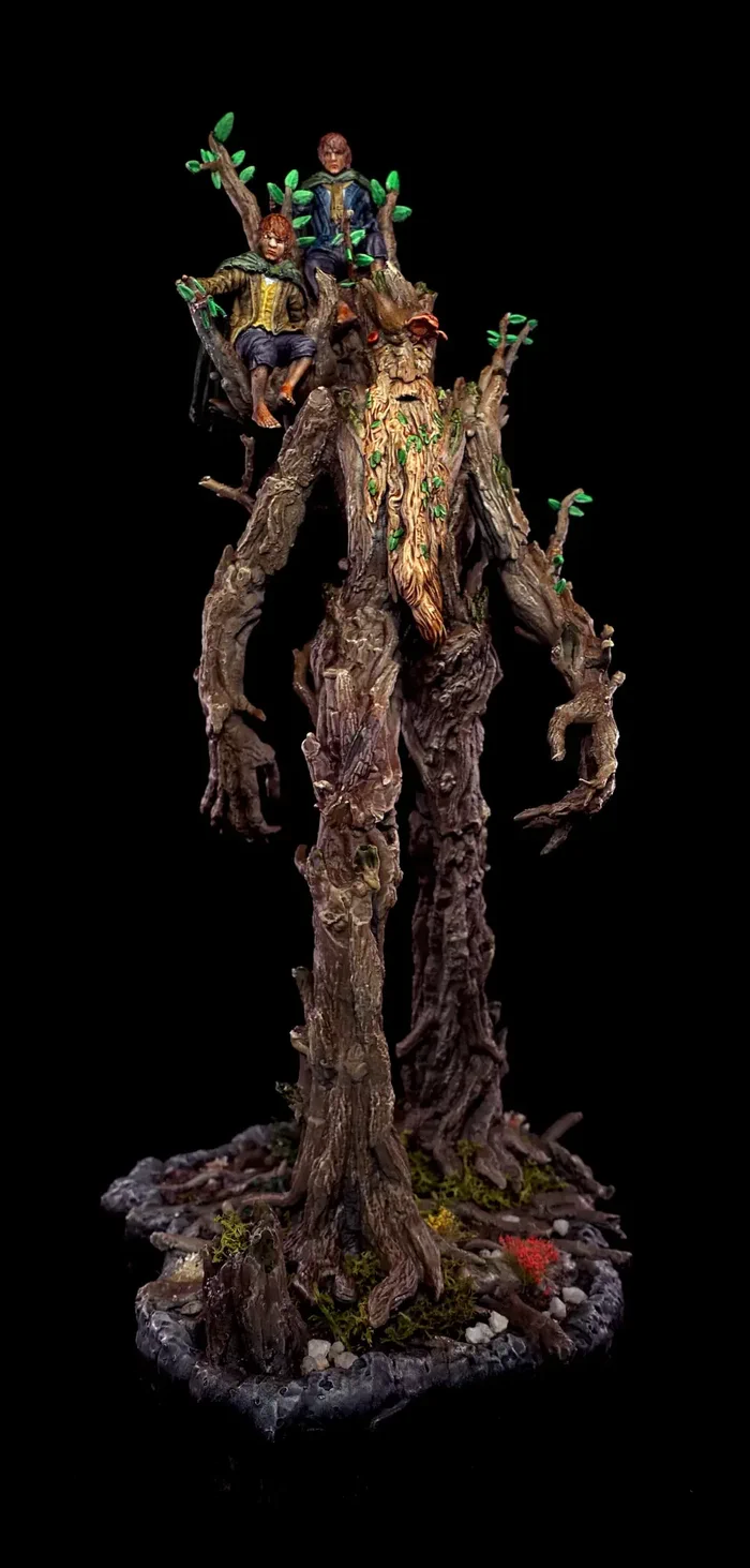 3D gedruckter Baumbart, Merry und Pippin - Diorama